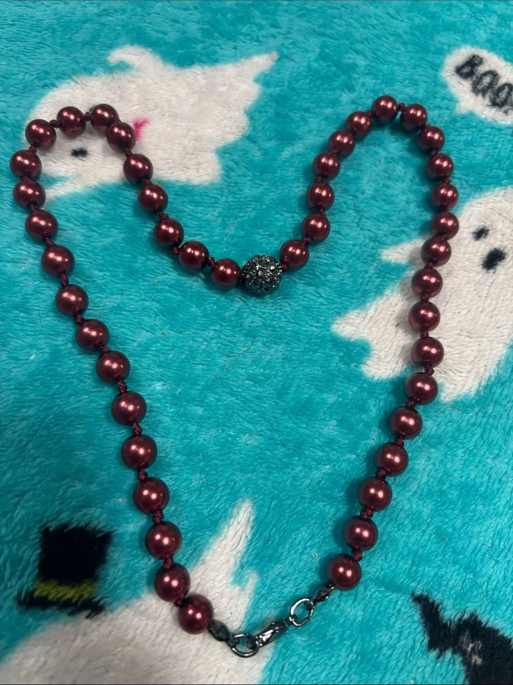 Burgundy Pearl Beaded Necklace